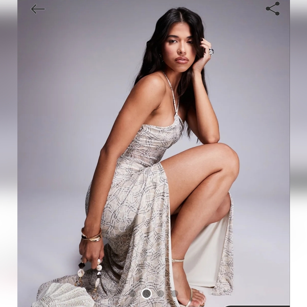 AFRM Printed Mesh Halter Maxi Dress - Picture 3 of 3
